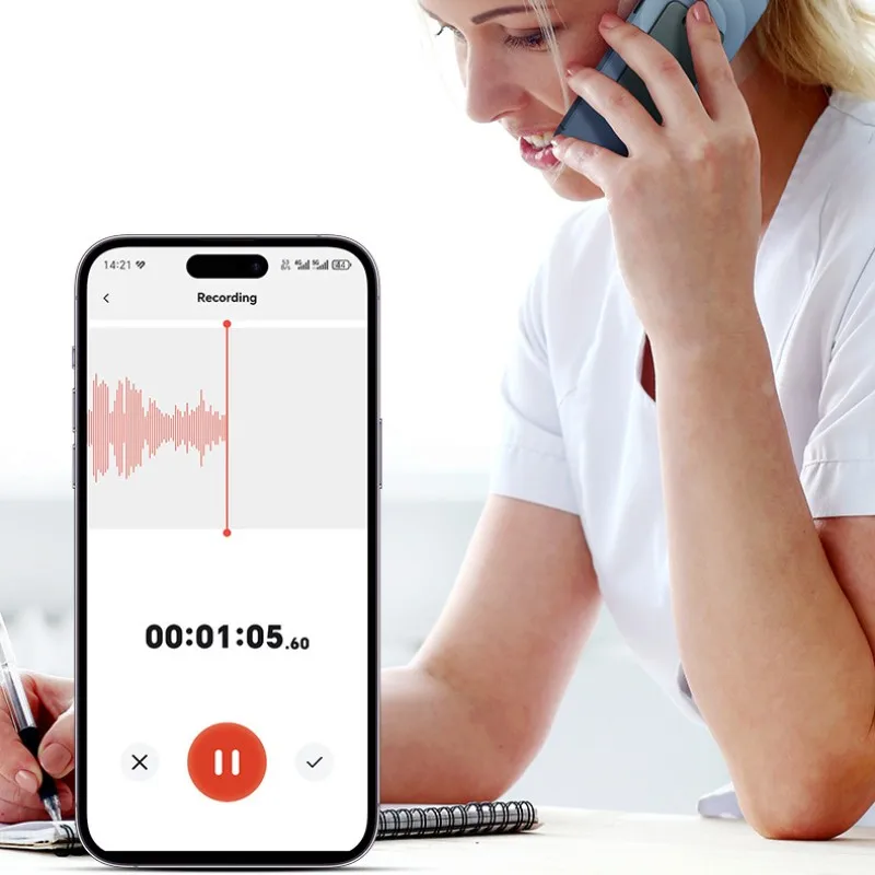Newest AI ChatGPT-4 App Phone Call Activated Voice Recorder Transcribe Summarize Language Translation Smart Magnet Dictaphone