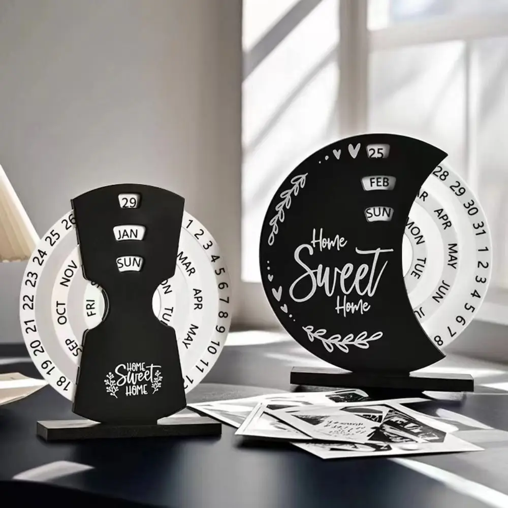 

Creative Manual Rotating Desk Calendar Month Date Display Adjustable Perpetual Calendar Multi-purpose Reusable
