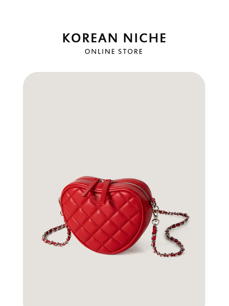 

Metal Chain 2024 New Designer Crossbody Bags Luxury Heart-shaped Small Shoulde Bag Fashion Party Handbags Versatile Leather