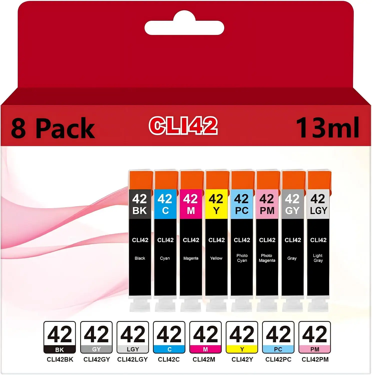 Compatible Ink Cartridges Replacement for Canon CLI-42 CLI 42 8 Pack for PIXMA PRO-100 Printer