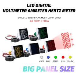 3in1 New Square Large Size Voltmeter LED Screen Display 60-500V AC Current Indicator Digital Voltage Multi Color Option