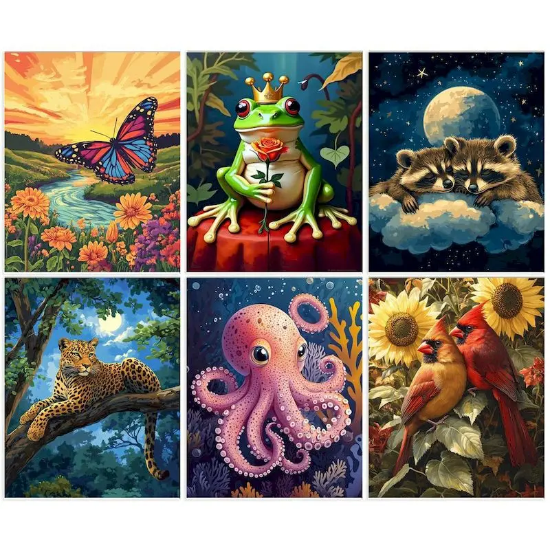 

GATYZTORY Diy Frame Painting By Numbers Animal Picture Paint On Canvas Coloring By Numbers Art Supplies Gift Home Decors