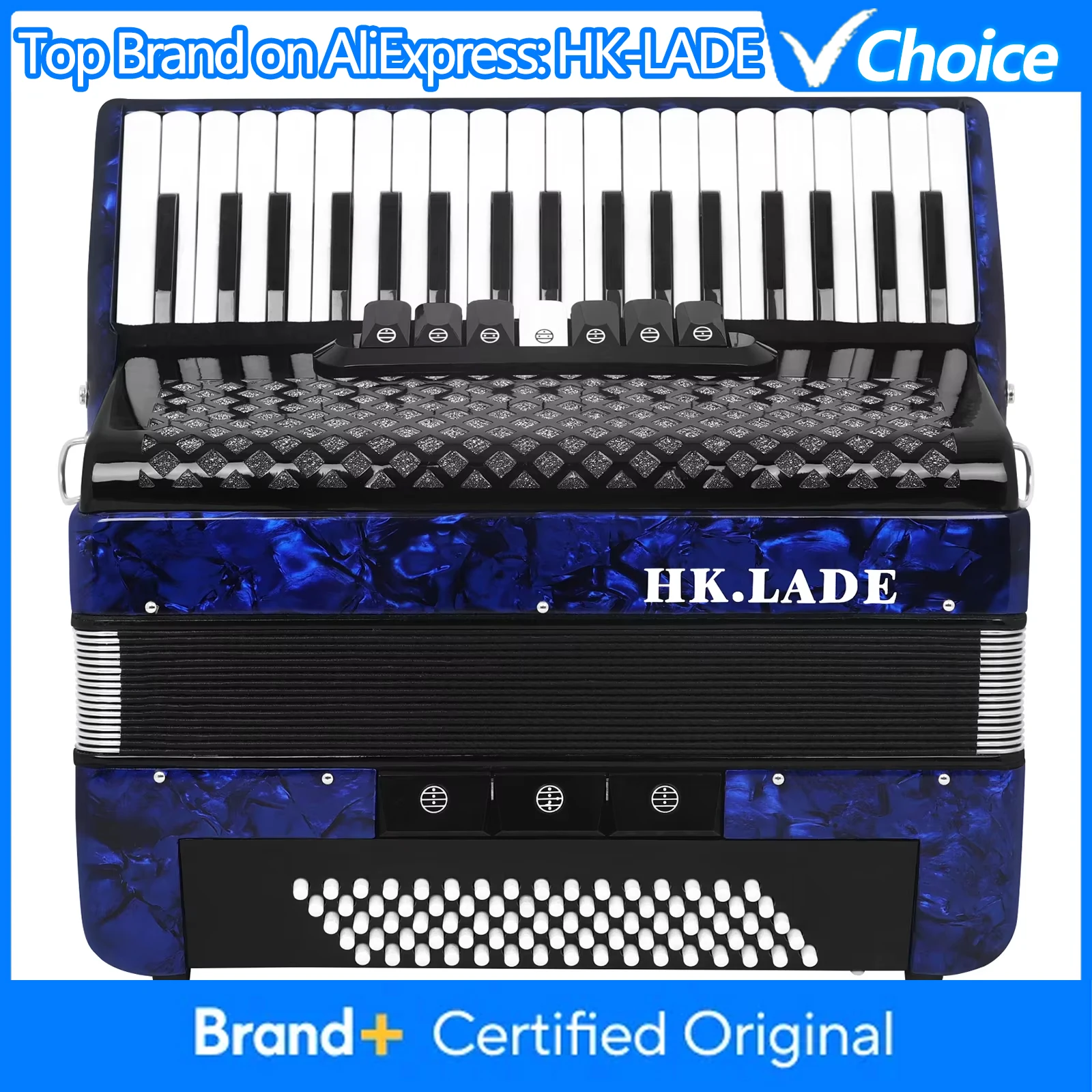 

Аккордеон HK·LADE AH-30 Blue Bayan, 37 клавиш, 80 басов, 7 голосовых режимов, с мехами из овчины, с чехлом для хранения