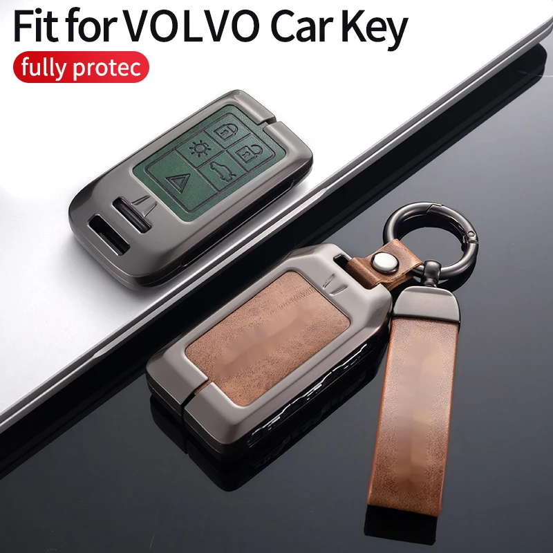 Leather Car Key Case Full Cover 5 6 Buttons for Volvo XC60 V60 S60 S80 XC70 V40 Keyless Remote Protecor Holder Shell Accessories