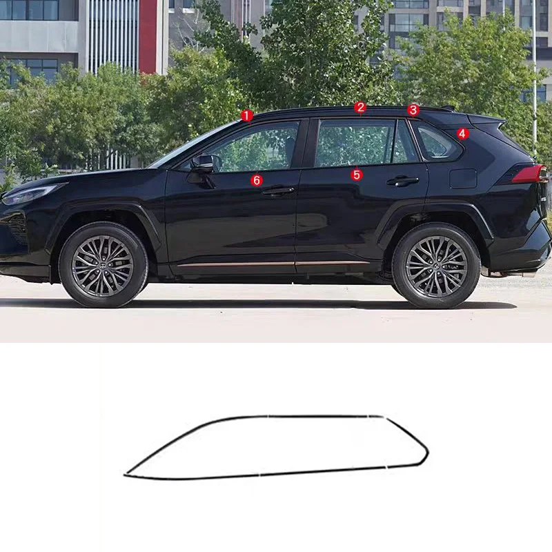

FIT FOR Toyota RAV4 XA50 2019-2024 Stainless steel black Exterior Window Molding Strip Sill side Cover Trim Chrome delete