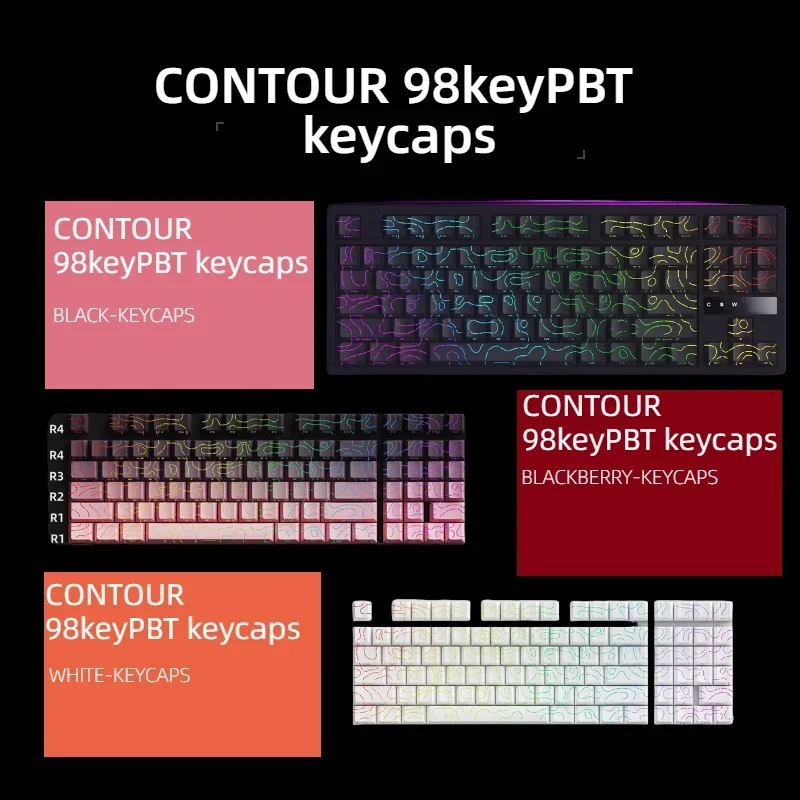 Contour KM98 PBT Keycaps-Perfect Fit for Attack Shark X68HE, MCHOSE ACE60/ACE68 Magnetic Gaming Keyboards & More Cherry Height