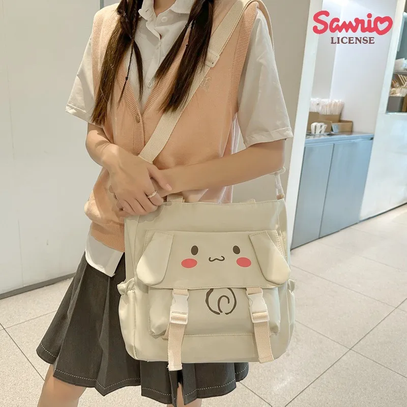 New Sanrio Ins Style Large Capacity Shoulder Bag For Girls Melody Kuromi Class Crossbody Bag Portable Cute Tutoring Bag