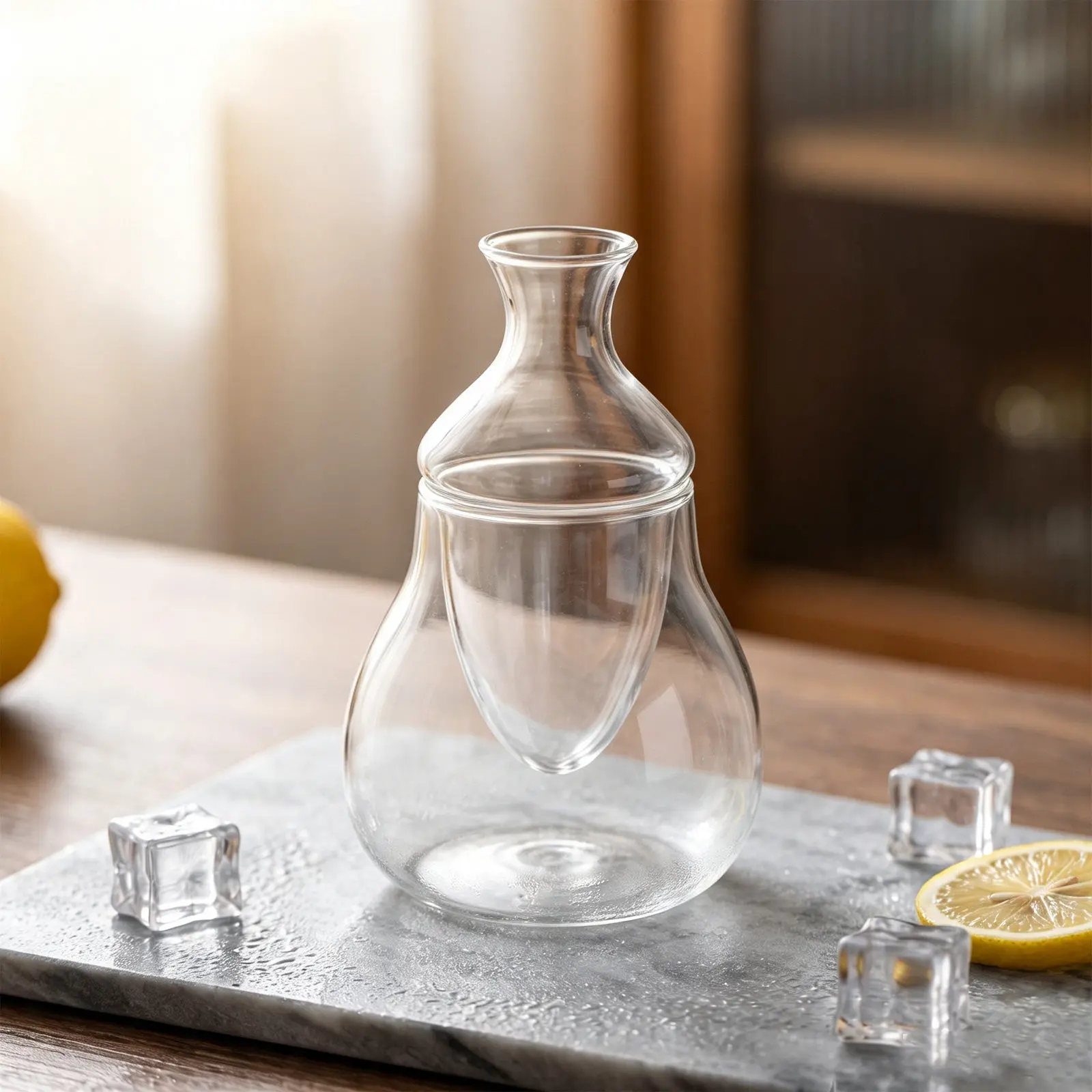 Glass Wine Decanter Chiller Set 540Ml 35Mm Crystal Carafe Ice Pocket Iced Tea Fridge Jug Red Wine Carafe Decanter