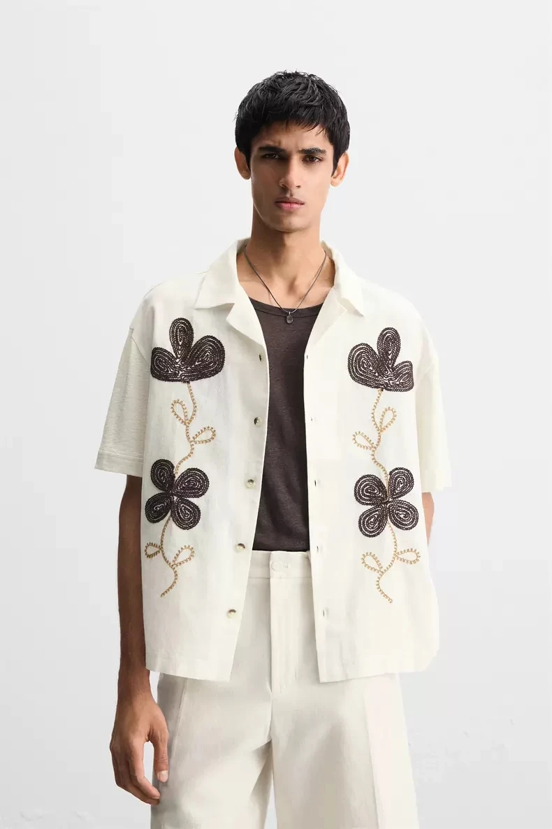 

Новые летние мужские хлопковые свободные брюки с цветочной вышивкой Faion Urban Sle ort Sve Casual на пуговицах для молодежи