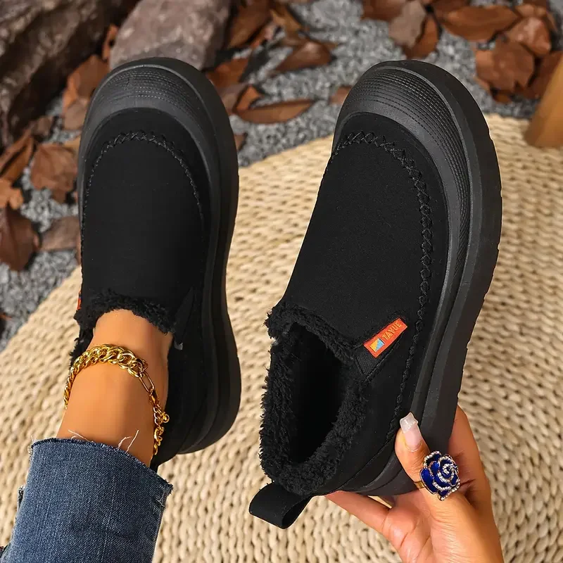 Women Slip-On Boots Warm Non-Slip Indoor Outdoor Shoes Women Trend Thickened Fluff Ankle Boots Comfortable Lightweight Shoes