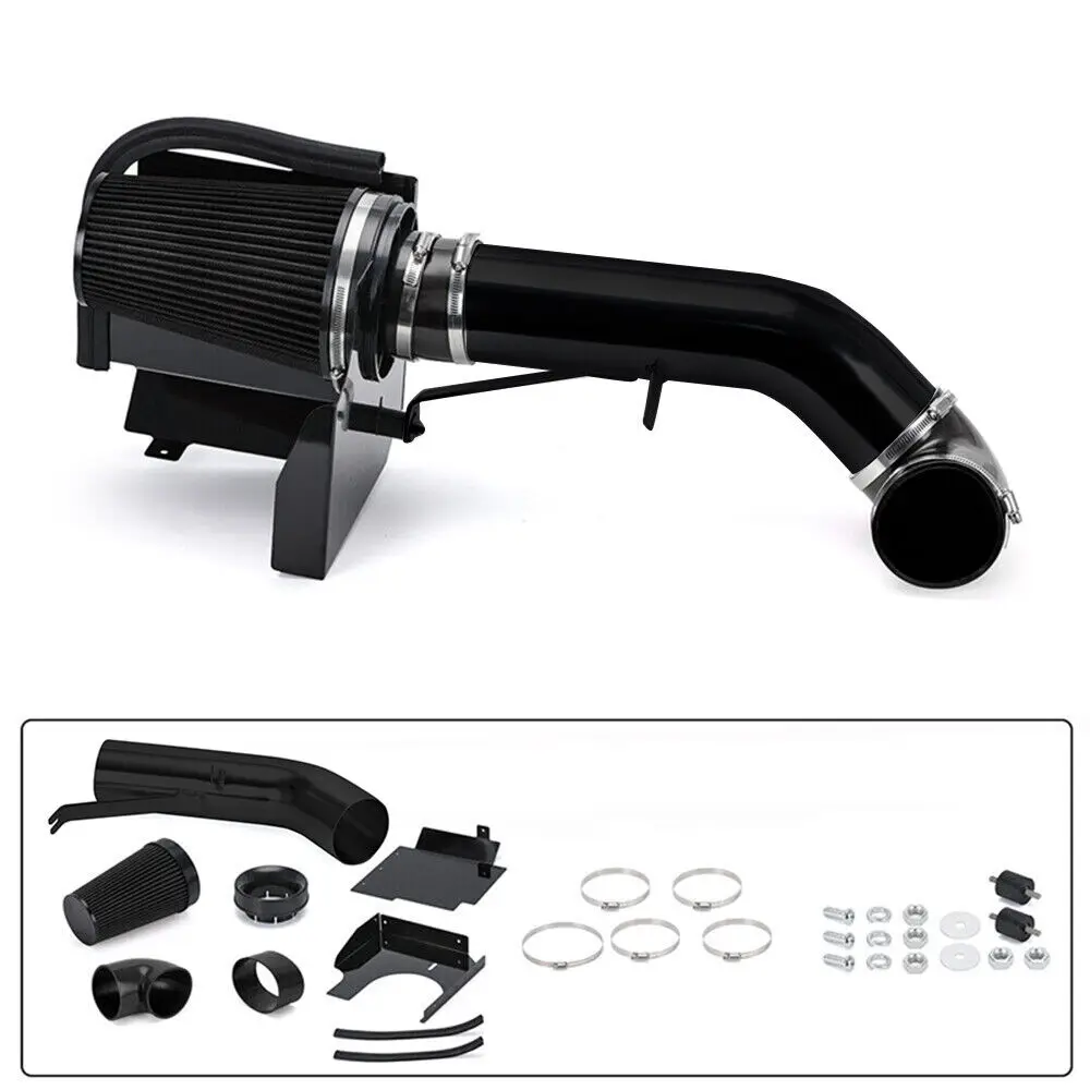 4" Inch Cold Air Intake Kit +Heat Shield for 99-06 GMC/Chevy V8 4.8L/5.3L Black