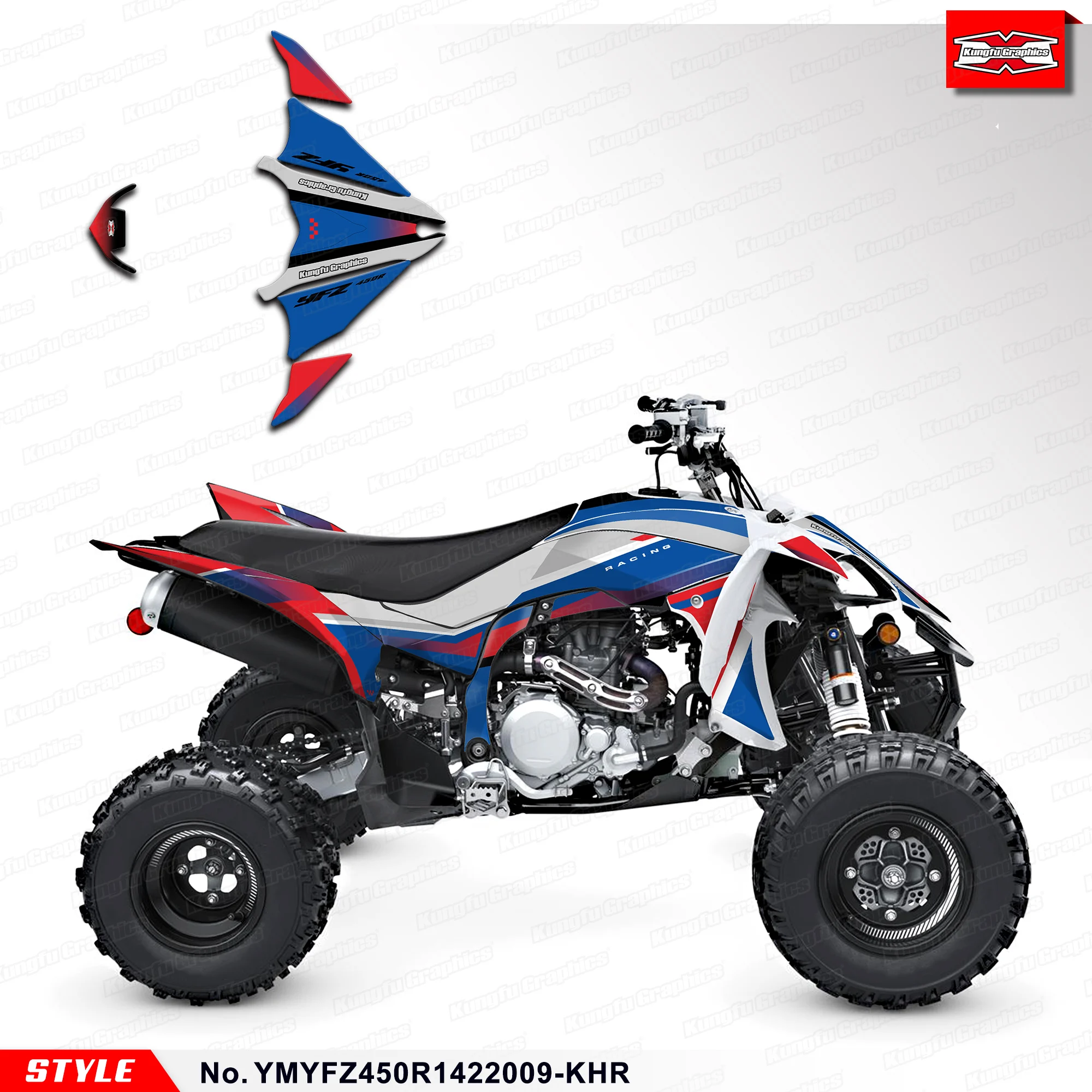 

Комплект наклеек KUNGFU GRAPHICS для YAMAH YFZ450R YFZ 450R 14 15 16 17 18 19 20 21 22 23 24 25, YMYFZ450R1422009-KHR