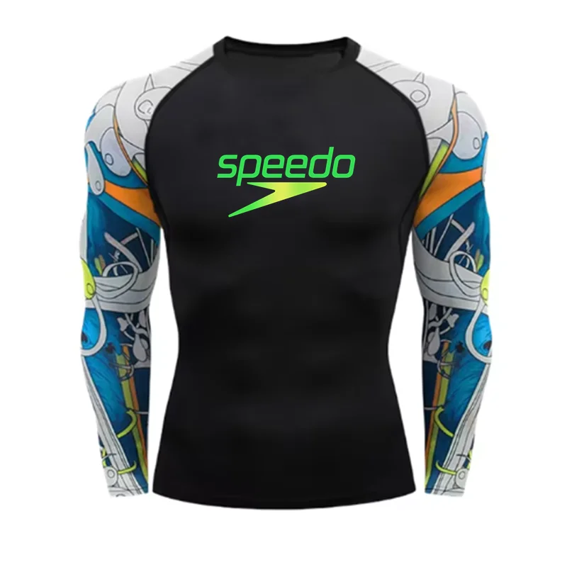 New Arrival Mens Swimming T-shirt Swimsuit Beach UV Protection Rash Guard Diving Swimwear Long Sleeve Surfing Suits Surf T-shirt