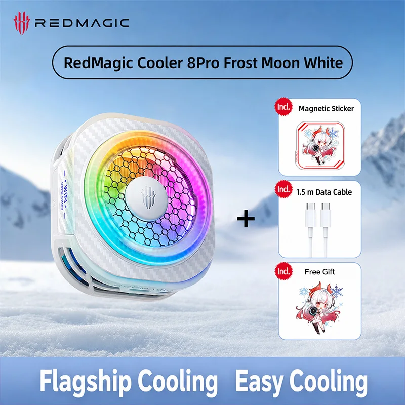 REDMAGIC Cryo Cooler 8 Pro PA1256, 36W halfgeleider telefoonkoelventilator, magnetische & clip dubbele montage stille RGB-radiator voor Gamin