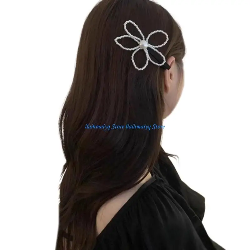 

573B Flower Hair Clip Versatile Hairpin Stylish Flower Barrettes Pearl Flower Hairpin