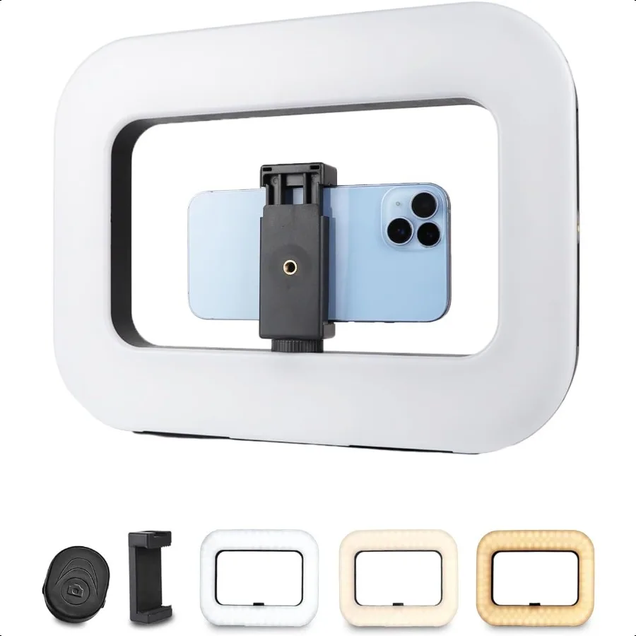

Smartphone Video Rig with Light Handheld Ring Selfie Light Kit LED Mobile Video Stabilizer with Builtin 8000mAh Battery for Cam