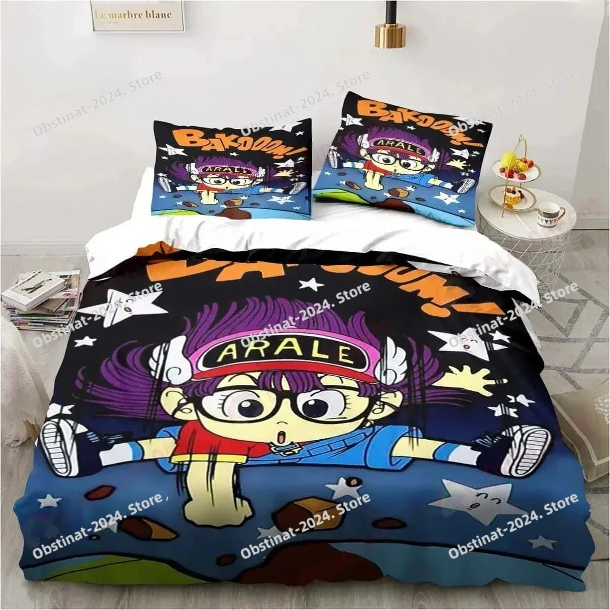 3D Cartoon DR S-Slump Arale Bedding Set Duvet Cover Full Queen King Size Pillowcase Bed Printed Aldult Kid Bedroom Single Twin