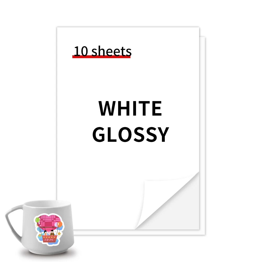 10 hojas de papel adhesivo de vinilo imprimible A4, papel de impresora de inyección de tinta autoadhesivo brillante para impresora de inyección de tinta, calcomanías DIY, manualidades de regalo
