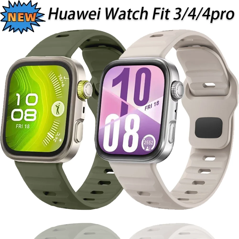 حزام سيليكون رياضي ناعم لساعة Huawei Watch Fit 3 4 Smartwatch Watchband سوار الفرقة لساعة Huawei Watch Fit 4 Pro 3 Correa Belt