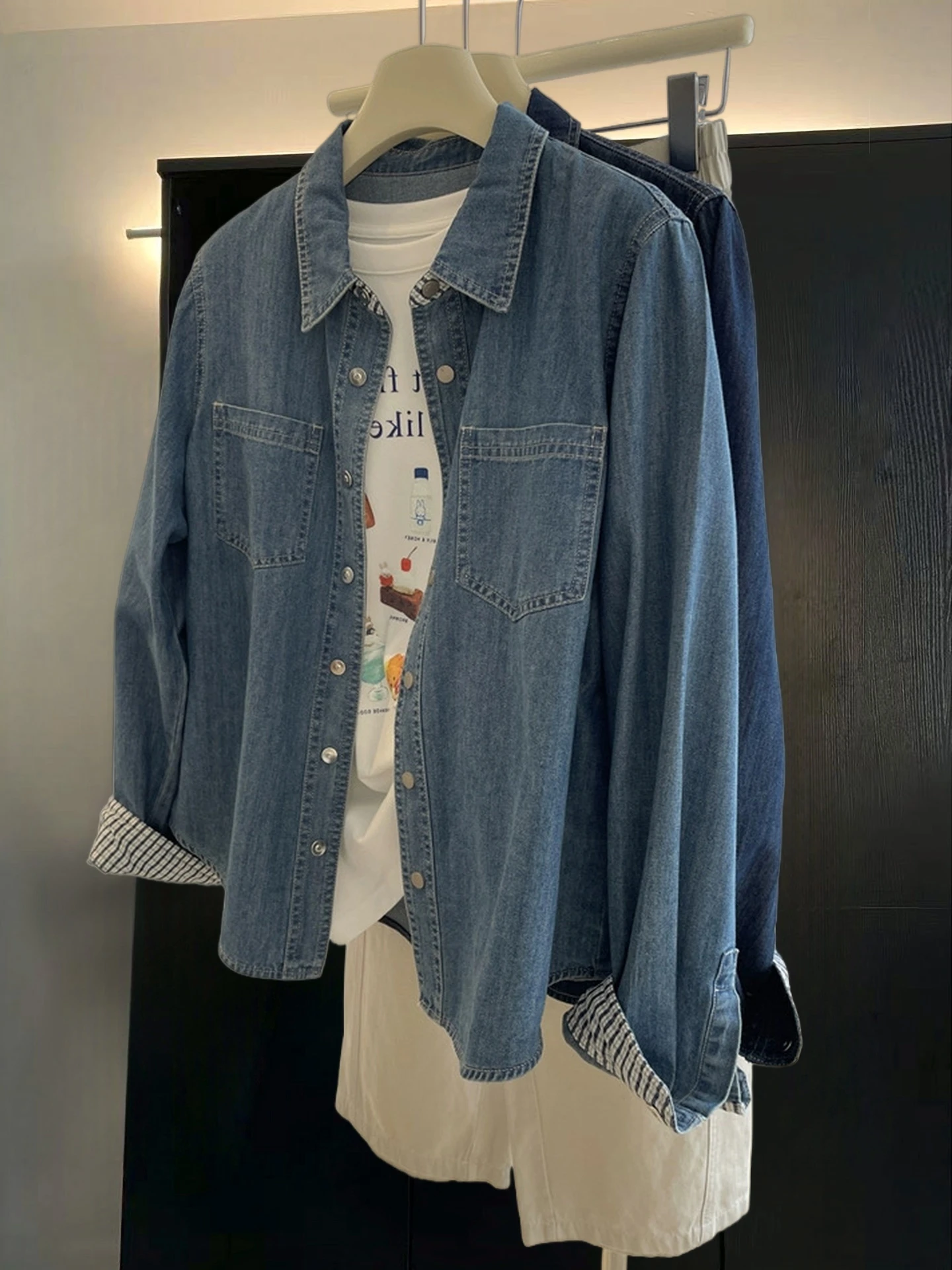 

Loose Long Sve Denim irt Women's Outerwear Spring Autumn Lazy Sle Retro Fem Jaet Guangzhou Thirteenth Fac Hig...