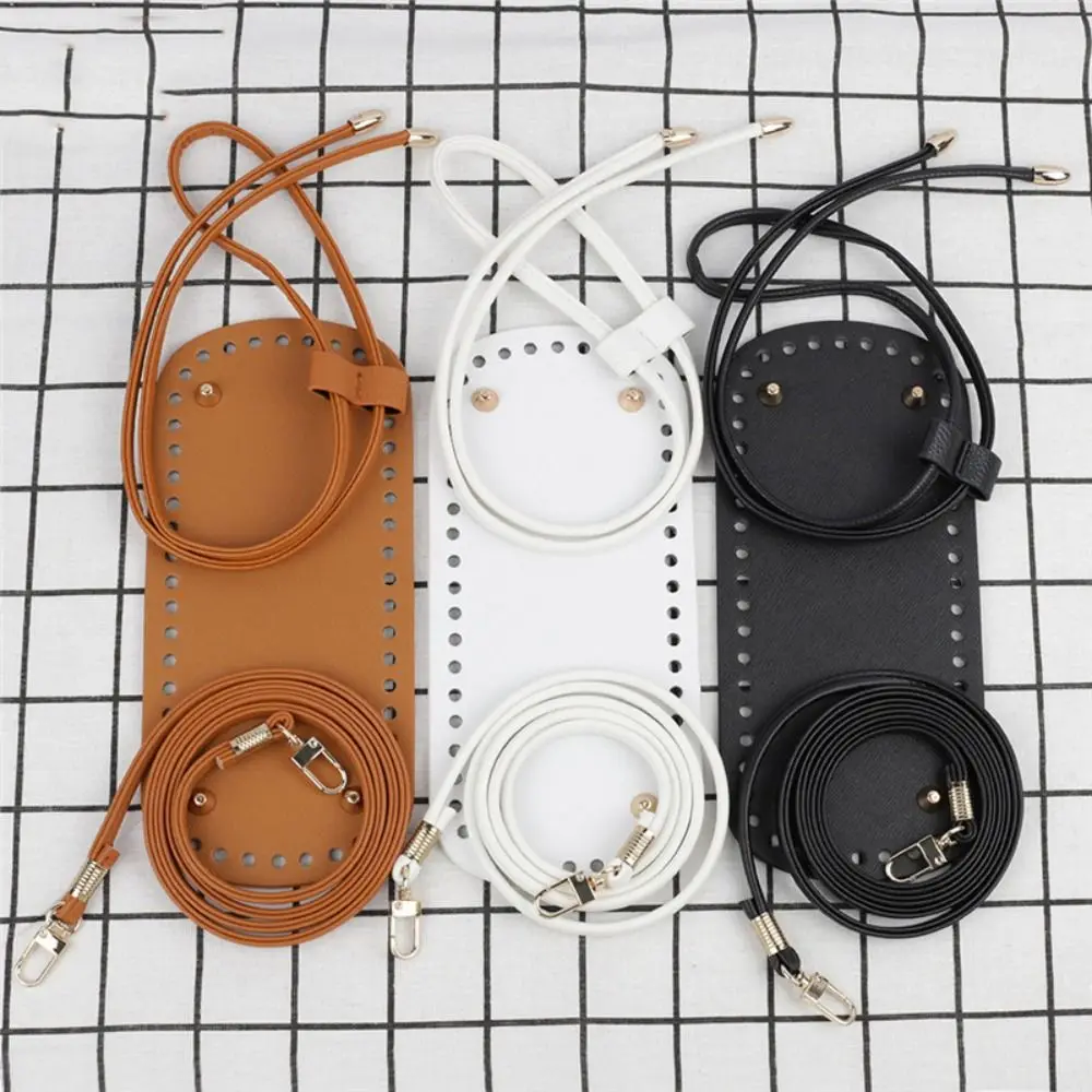 3Pcs/set New PU Leather DIY Crochet Bag Handmade Drawstring Accessories Woven Bag Set Durable Solid Color Bag Bottom Base