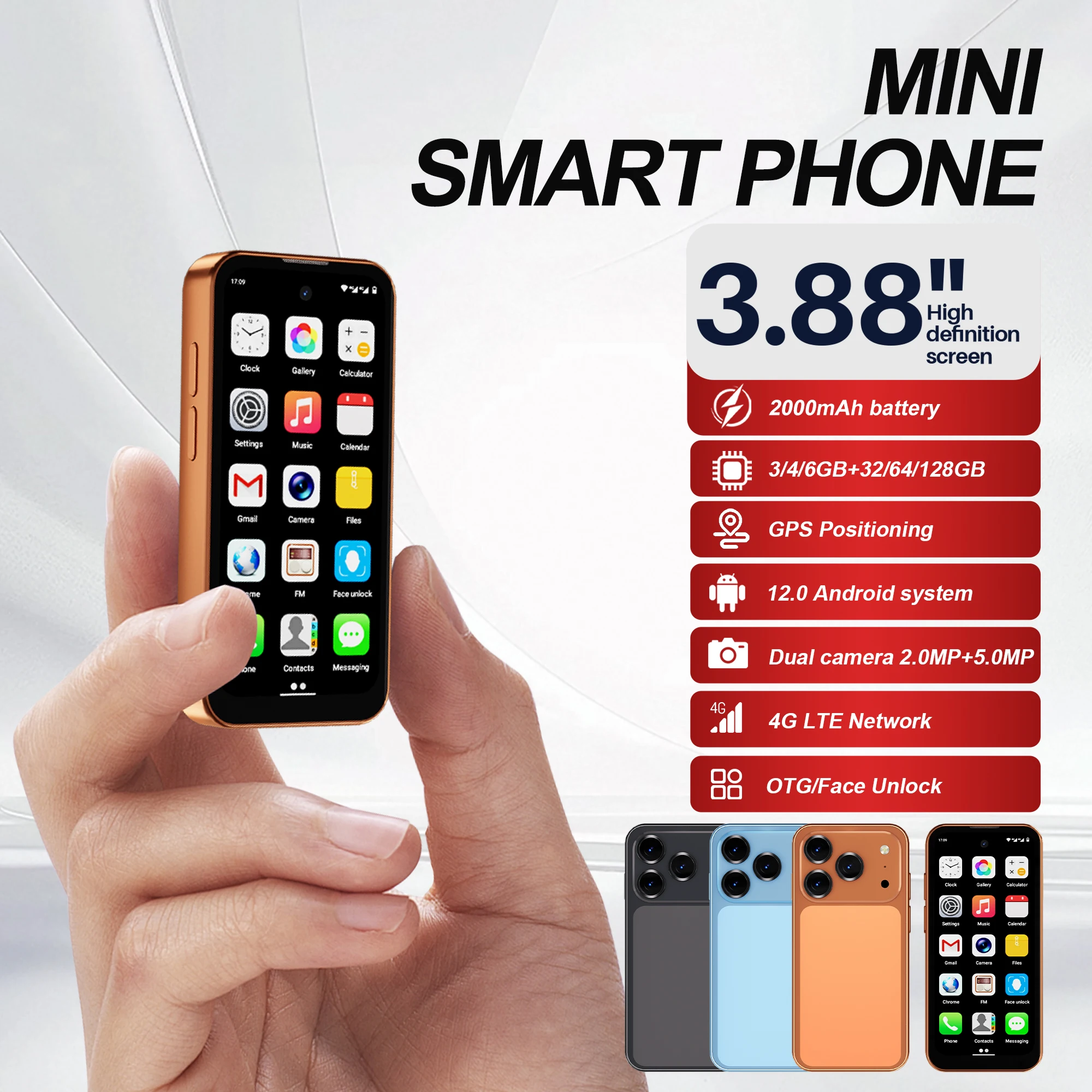 SERVO 4G LTE Mini Smartphone 3.88
