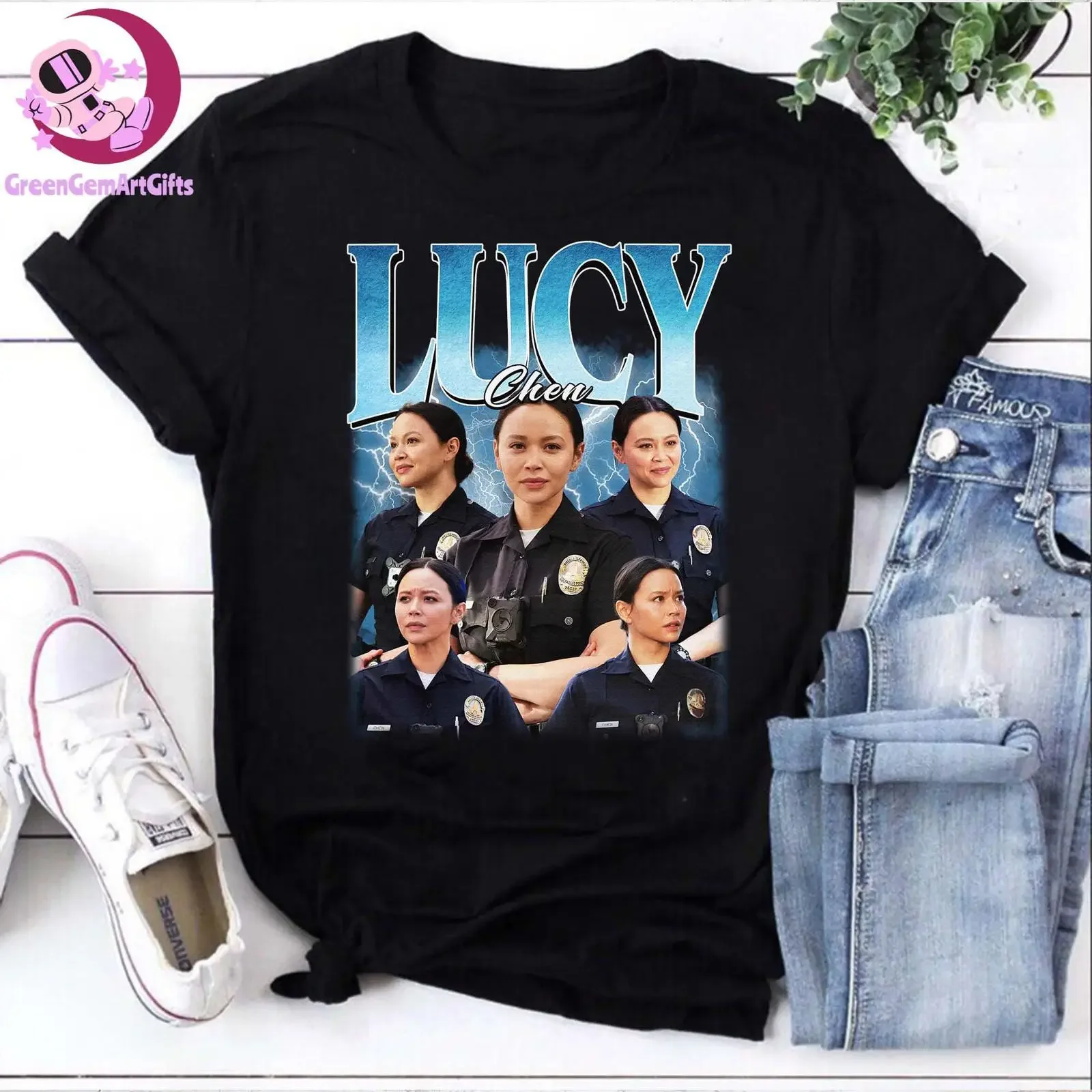 Vintage Bootleg Lucy Chen T Shirt Retro The Rookie TV Show Casual Fans Top vintage Washed Soft Comfortable Breathable Unisex
