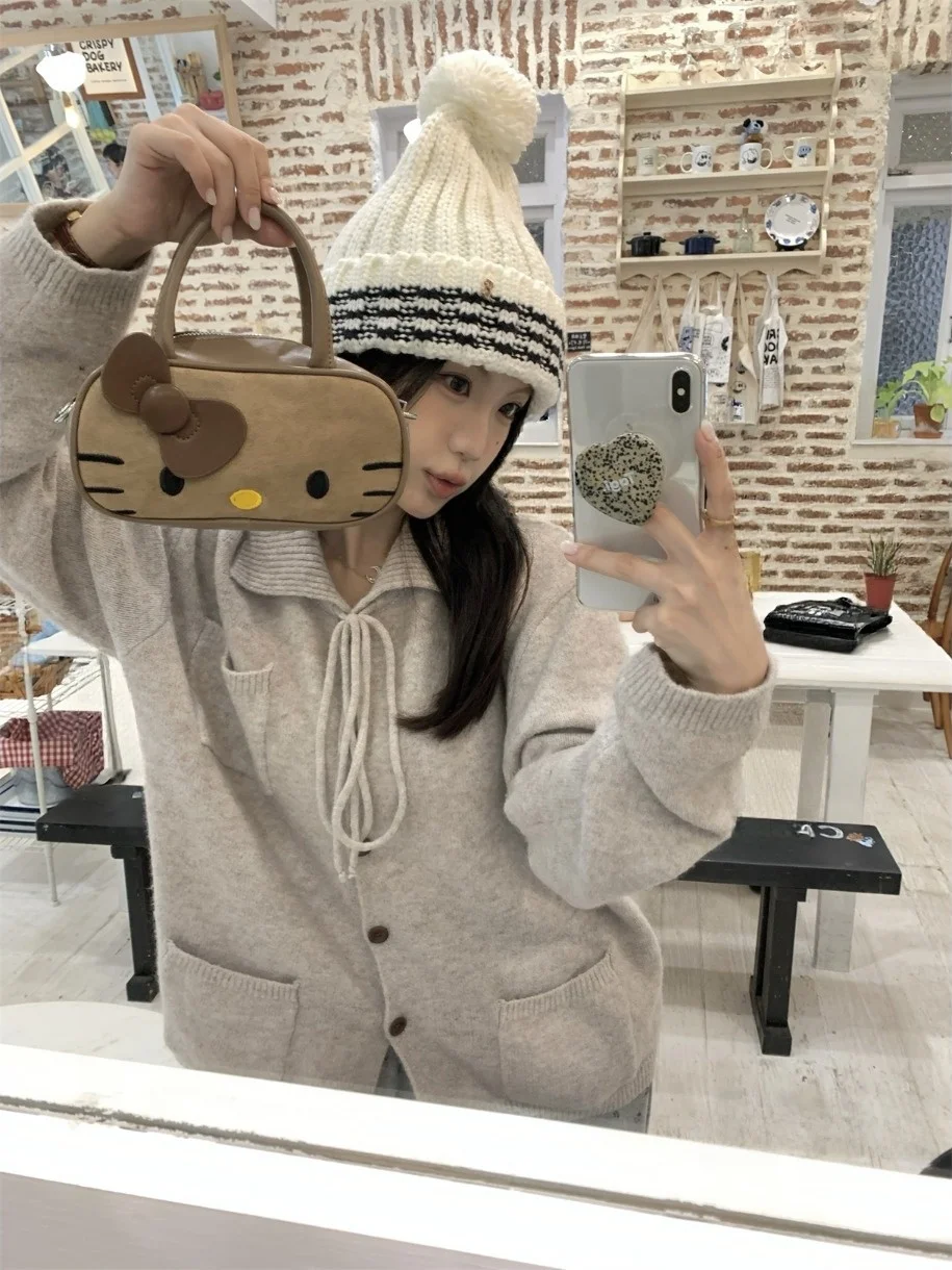 

Свободный длинный свитер Sve O-Ne с поясом, осенне-зимняя теплая трикотажная одежда овсяного цвета, корейский слэ для женщин