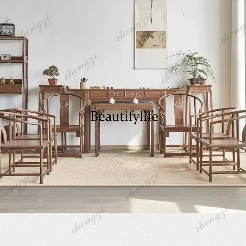 New Chinese-style middle hall six-piece set, rural, main house table, incense case household