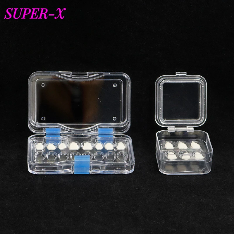 

10PCS Dental Tooth Box with Film Denture Veneers Box with Membrane Denture Storage Box with Hole Teeth Case