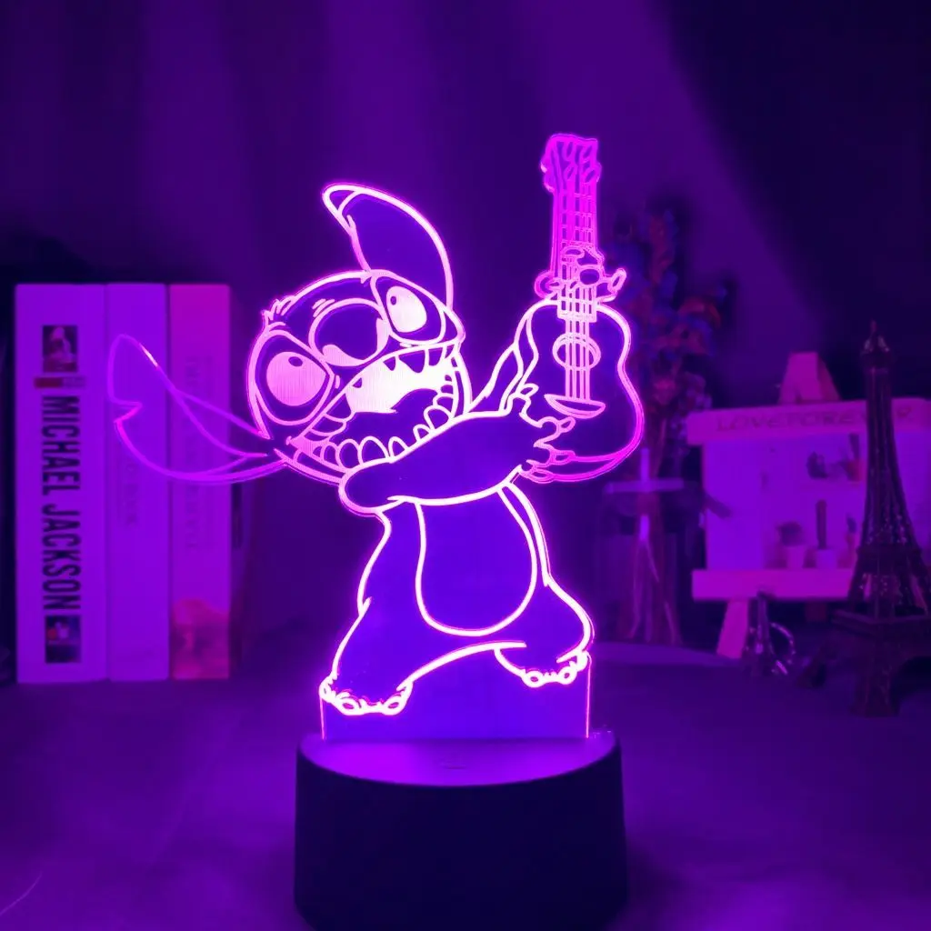 Figura Decorativa de Acrílico Brillante de Disney Stitch, Adorno de Anime, Regalo Creativo para la Habitación, Luz Nocturna Ambiental