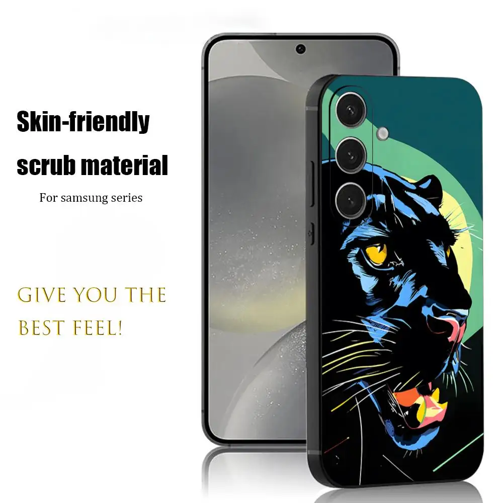 Art Hot Black Panther Draw Phone Case For Samsung Galaxy S25 S24 S23 S22 S21 S20 Plus Ultra Note20 Soft Black