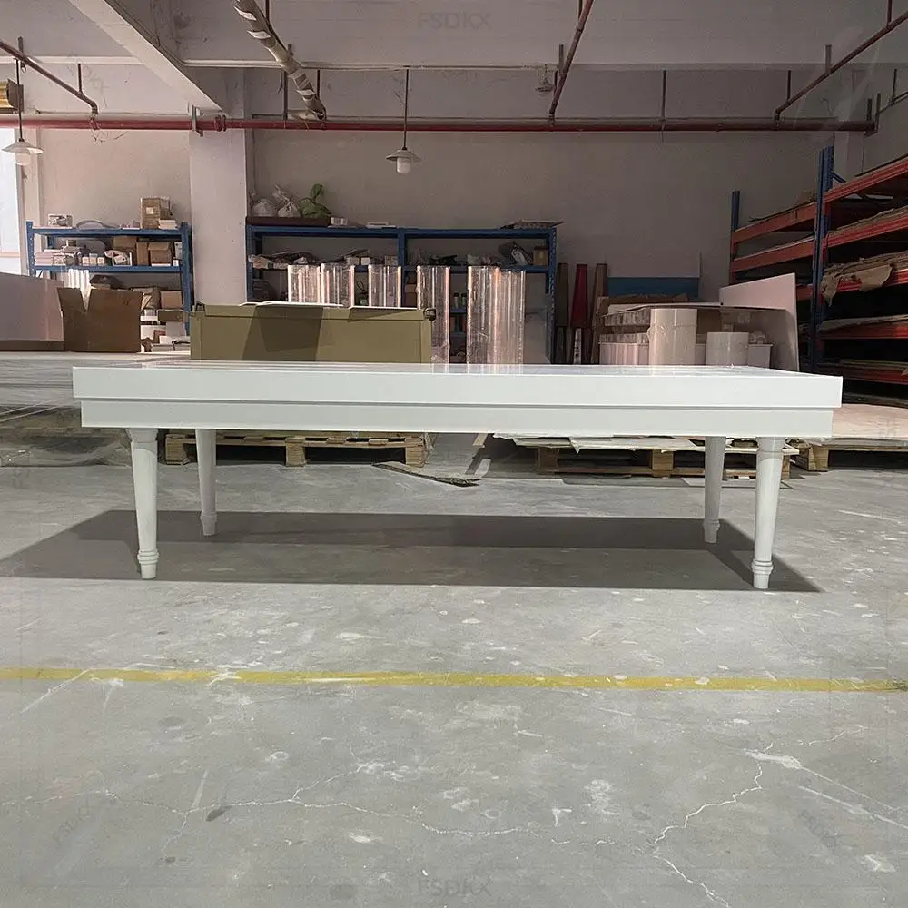 Factory Sale White Decorate Acrylic Wedding Table Bridal Table Pvc Acrylic Rectangle Party Event Sweetheart Table Rental