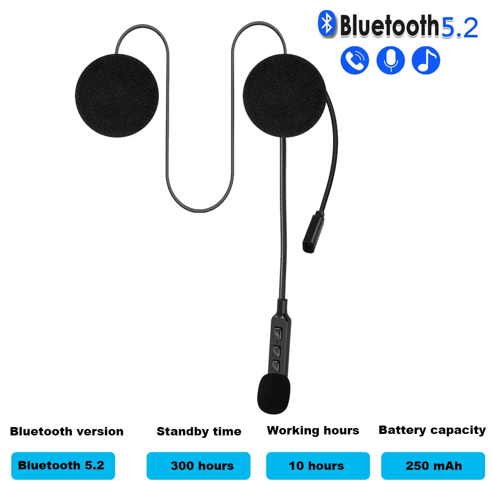 

Motorcycle Universal Helmet Headset Bluetooth 5.2 Wireless Earphone Handsfree Call Kit Stereo for Rider MP3 Music Player