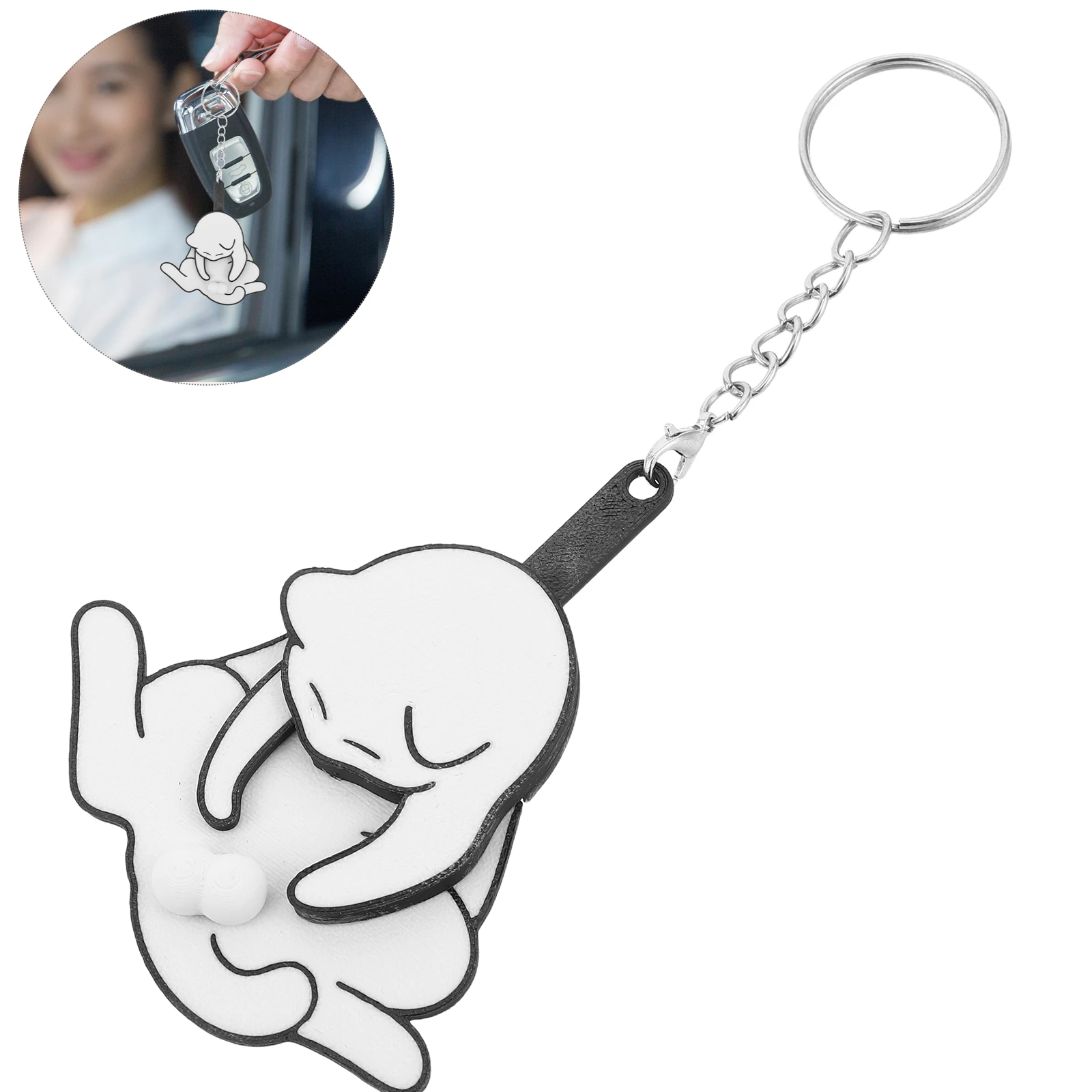 

Cute Cat Keychain Plastic Bag Charm for Backpack Purse Accessories Funny Cartoon Animal Design Compact Portable Rotating Cat
