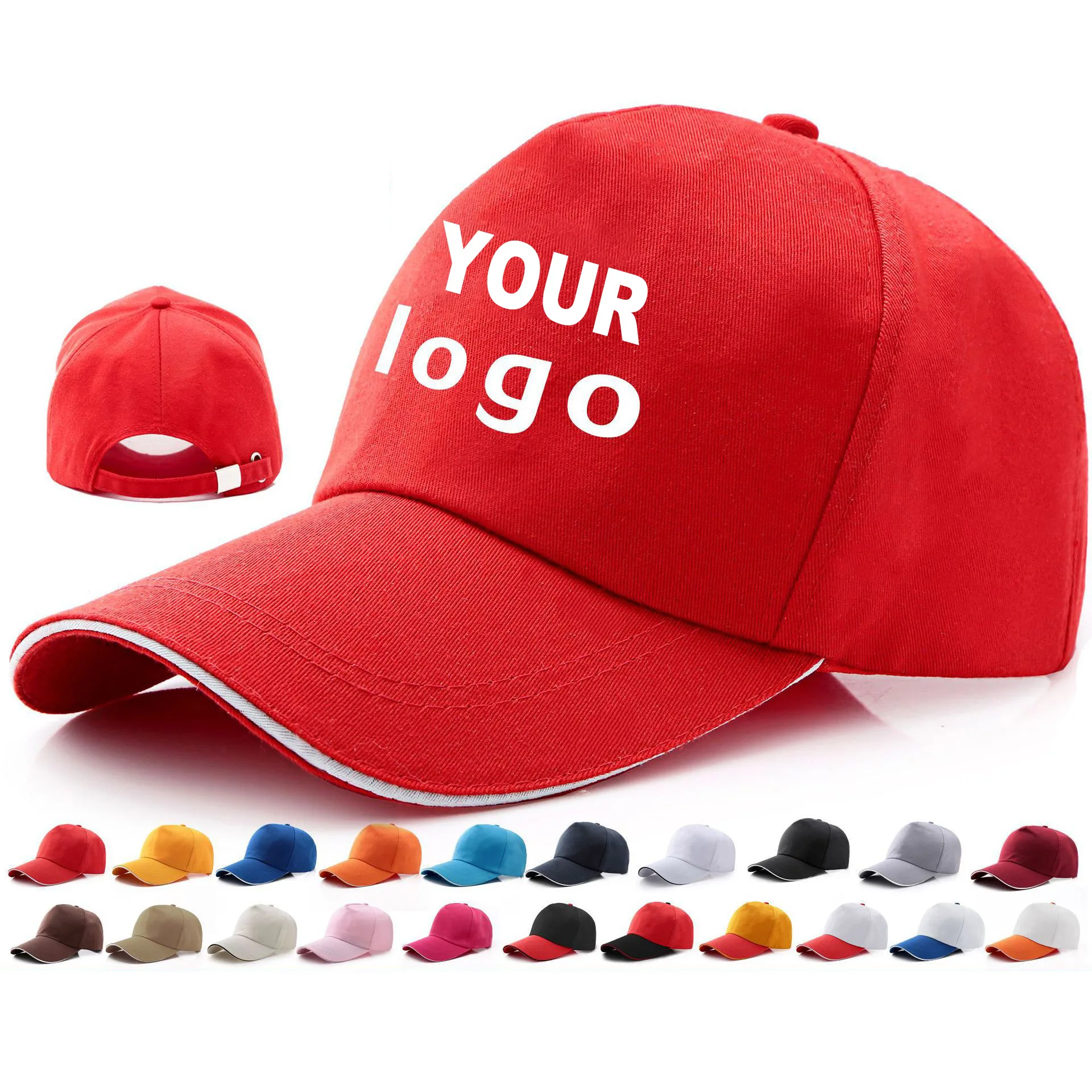 Cheap Polyester Baseball Cap Unisex Custom Logo Colid Color Embroidery Print Add Your Own Logo Promotional Sun Hat For Outdoor
