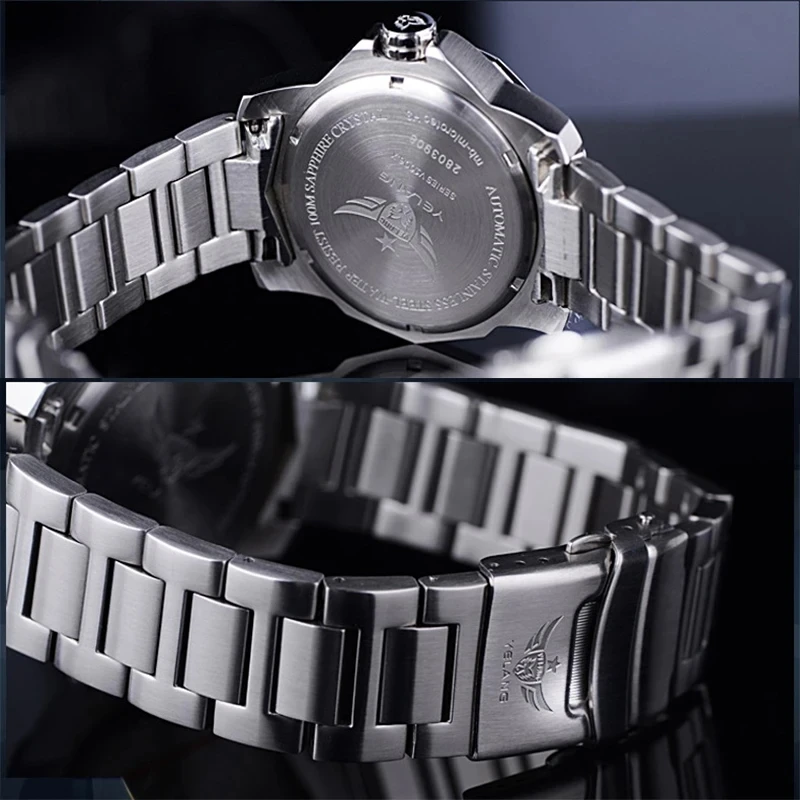 Hot YELANG 2023 Men Automatic Mechanical Waterproof 100m H3 Self Luminous Super Bright Military Swimming Diving Wristwatch V1006