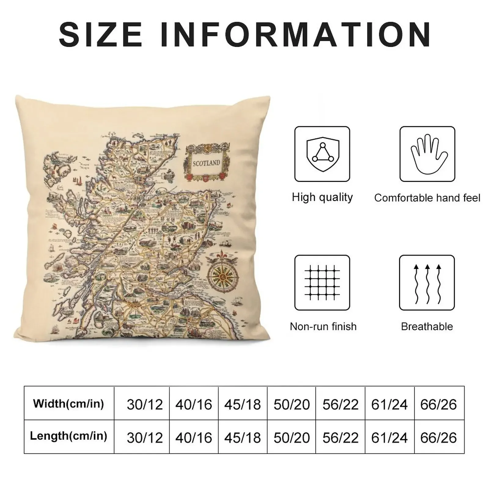 1927 vintage Scotland map design - unique gift idea Throw Pillow Sitting Cushion Custom Cushion Photo pillow