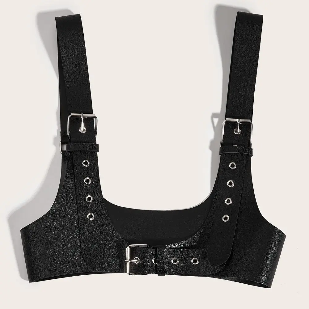 Cinturón de corsé con arnés de cuero en U, cinturilla ancha superior, cinturón Punk de estilo callejero, corsé de pecho, tirantes góticos de cuero ajustables