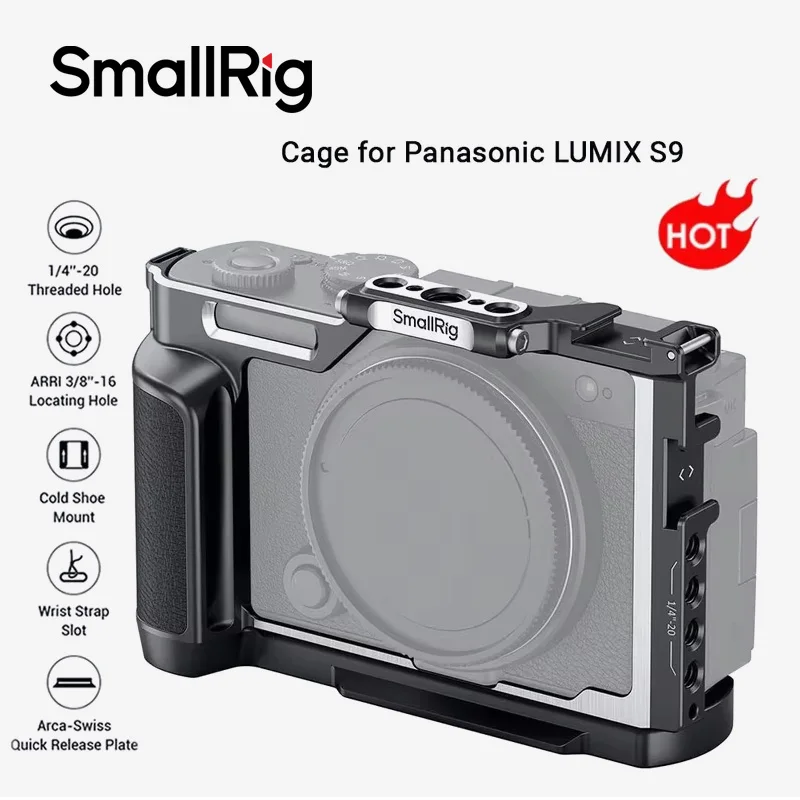 

SmallRig S9 Camera Cage for Panasonic LUMIX S9, with Wooden Handgrip & Arca-Swiss Quick Release Plate for Arca-type Tripod -4515
