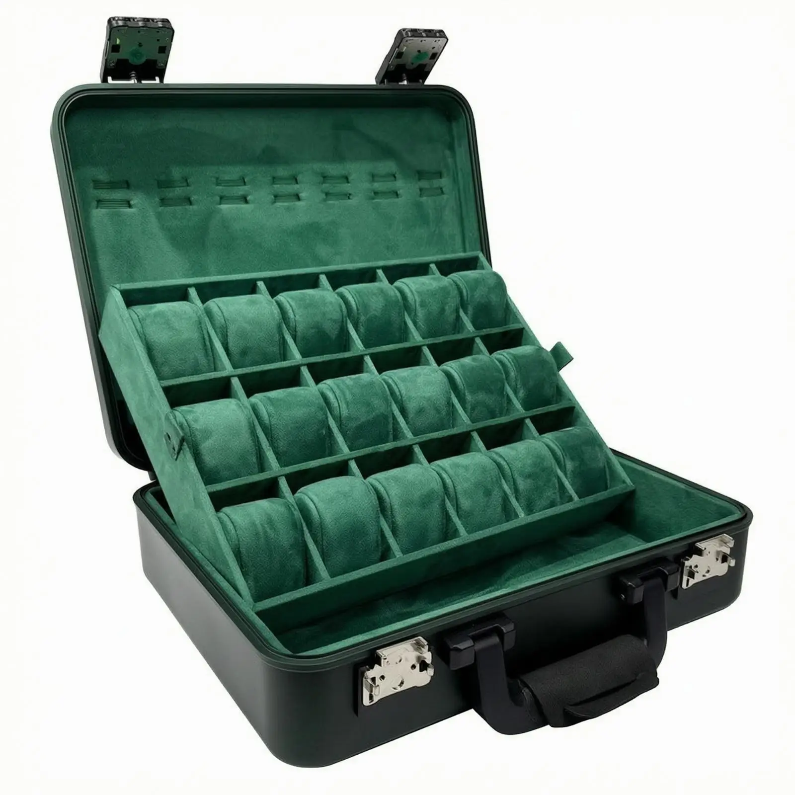 Portable Watch and Jewelry Storage Case Lockable Aluminum Alloy Jewelry Carrying Case Cushioned for Transport, Collection