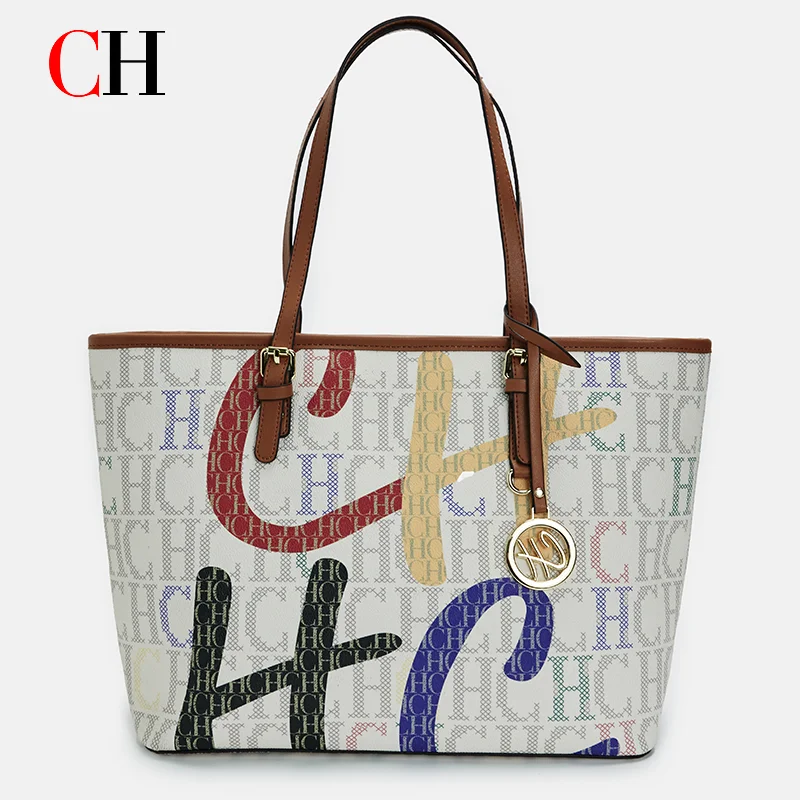 CH Women Handbag Large Capacity Tote Bag Fashion PU Leather Shoulder Bag Ladies Casual Purse Shopping Bag Top Handle Satchel