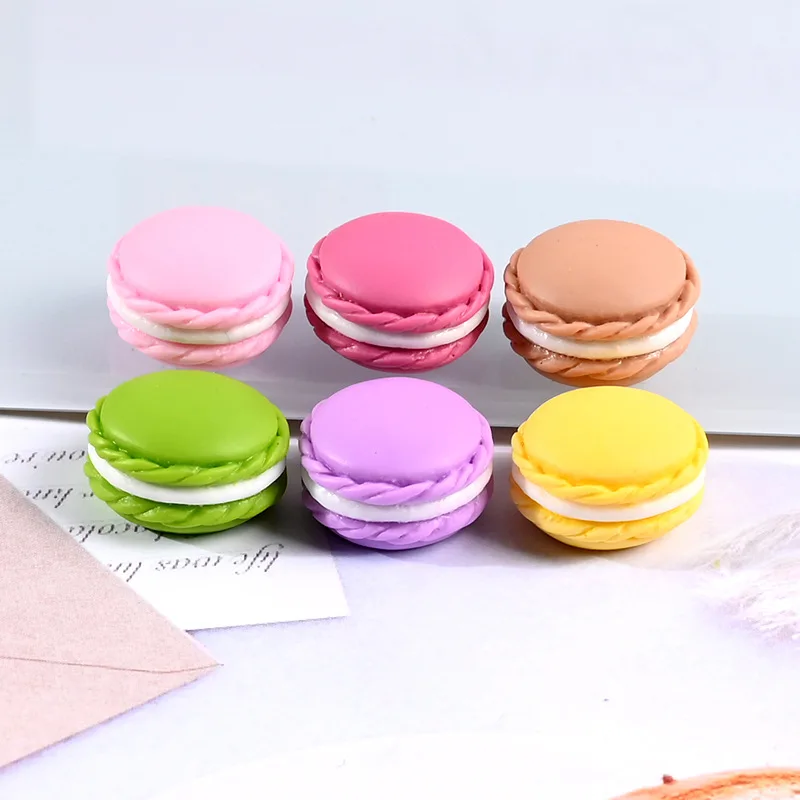 10pcs 16X10mm Simulation Mini Macaron Cabochons Flatbacks Embellishments for Bows Kawaii Fake Food DIY Scrapbooking Craft