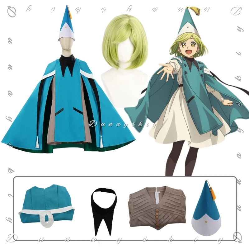 Disfraz de Cosplay de Uniforme de Aprendiz de Atelier Coco Tetia Richeh, Diseño de Capa en Capas con Restauración de Color en Tonos Verde Azulado y Tierra