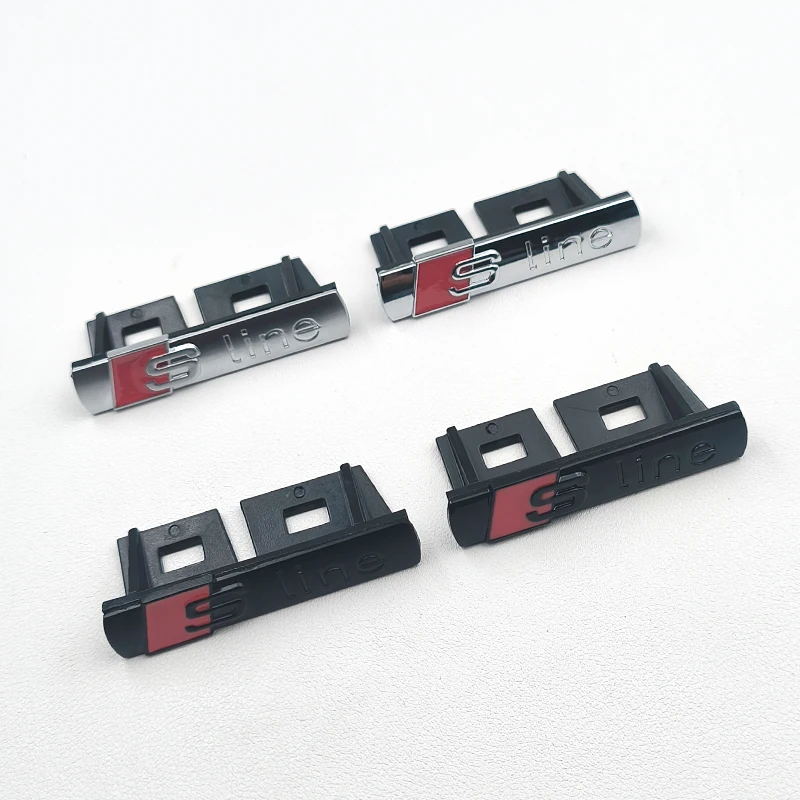 3d Metaal Chroom Zwart Sline Logo S Lijn Embleem Auto Voorgrill Badge Voor A3 A4 A5 A6 A7 A8 Rs Q2 Q5 Q3 Tt S Line Accessoires