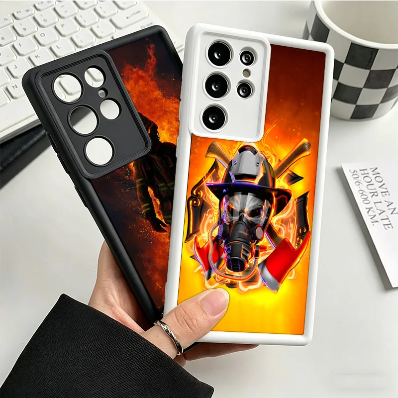 Firefighter Heroes Fireman Luxury Cool Phone Case For Samsung S25 Ultra S26 S23 FE S22 Galaxy S21 S20 Plus S24 FE Cover Coque Sh