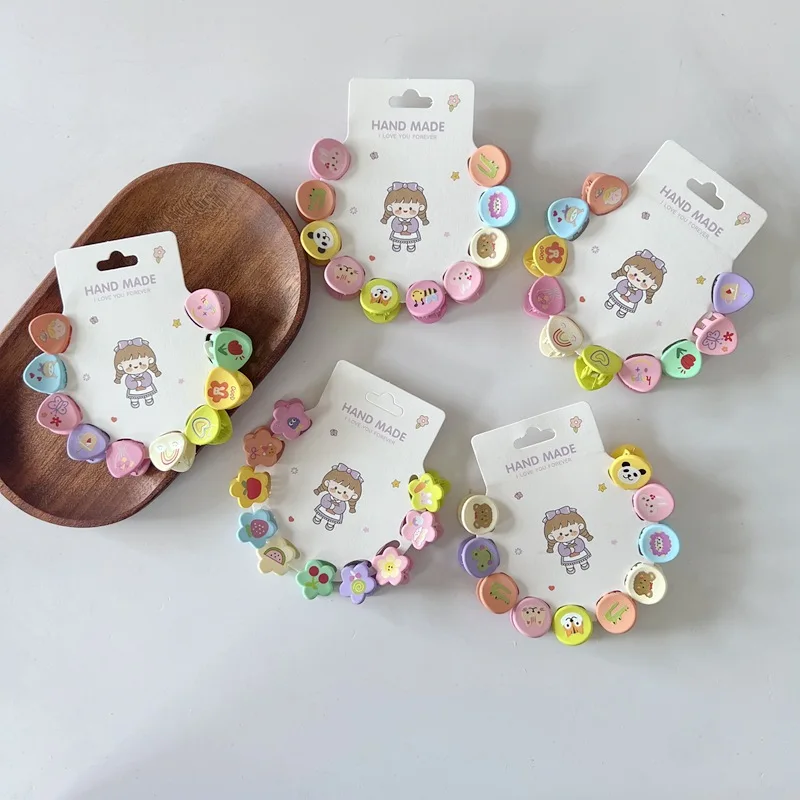 10pcs Cute Hair Clips for Children Cartoon Animal Plastic Small Hair Clips Girl's Hair Accessories