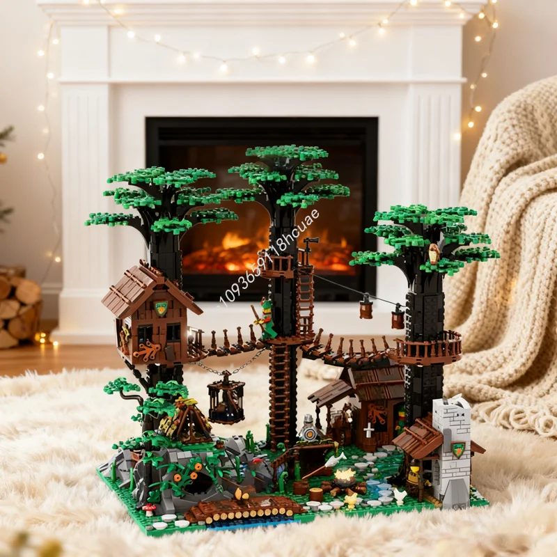 3084 قطعة MOC Forestmen S مقر القلعة نموذج اللبنات الهندسة المعمارية هدايا عيد الميلاد الإبداعية لعبة فكرة الطوب عيد ميلاد #1