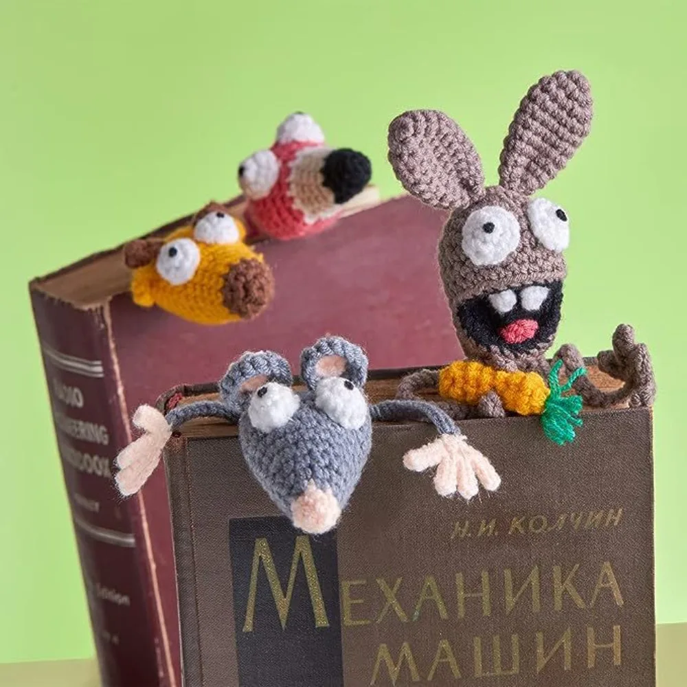 Book Mark 3D Animal Cartoon Bookmark Creative Hanger Crochet knitting Bookmark School Stationery Reading Assistant Book Support