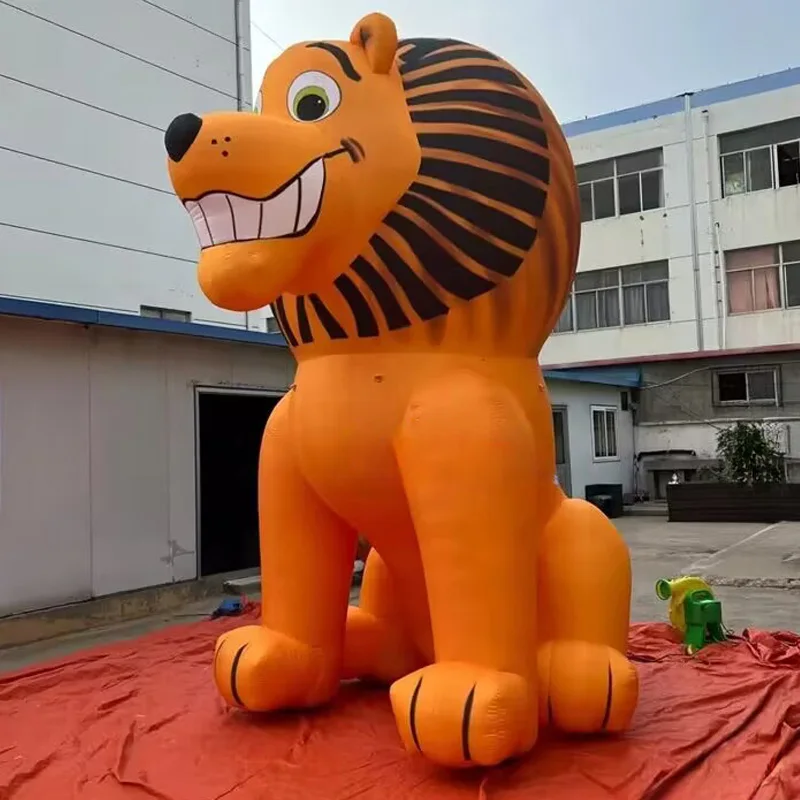 インフレータブルライオン、送風機付き動物型エアモデル、屋外広場やショッピングモールの大規模イベント装飾小道具